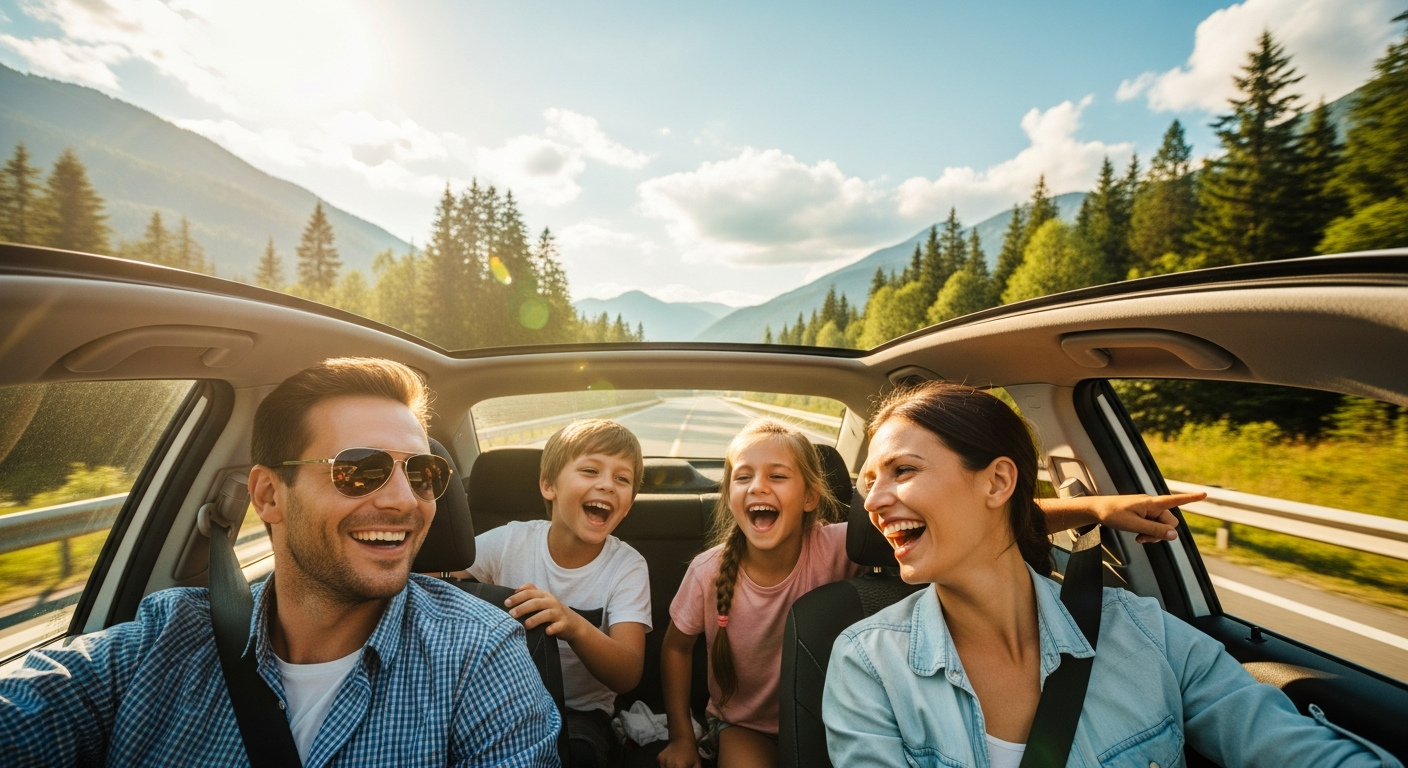 Family in car
